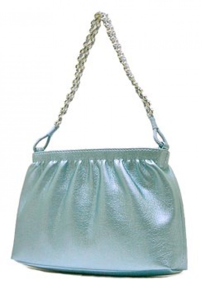 Evening Bag - Metallic w/ Faux Pearl Strap - Blue- BG-MP934BL